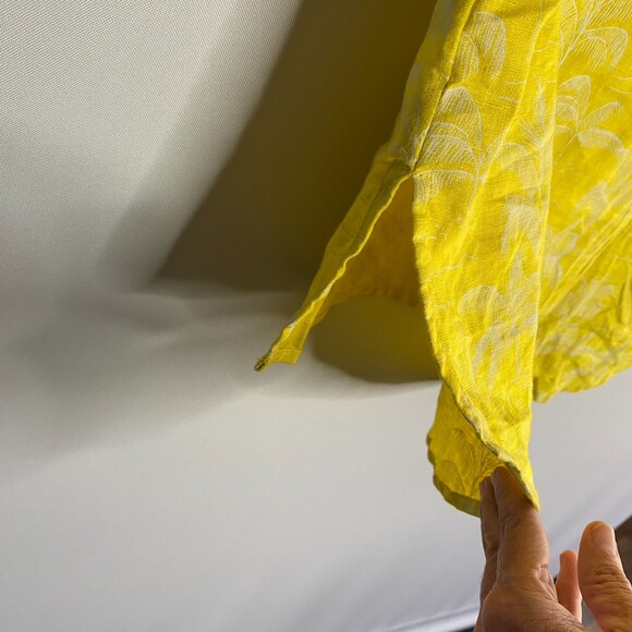 C&C California Yellow 100%Linen Sundress Palm Tree Beach Print Hi-Lo Size XS - Picture 3 of 13